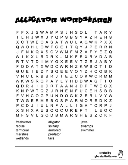 alligator printable wordsearch