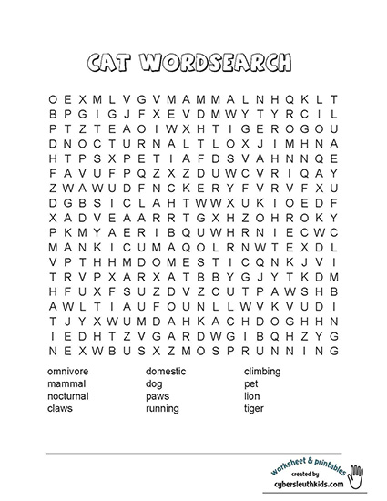 cat printable wordsearch