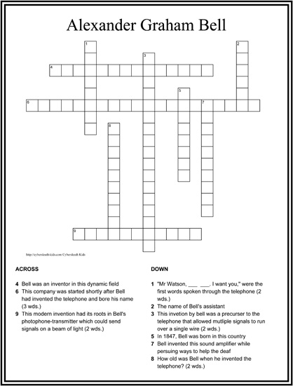 Crosswords For Kids. CyberSleuth Kids.com : Free
