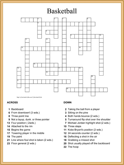 Sports Crossword Puzzles on Free Printable Crossword Puzzles For Download