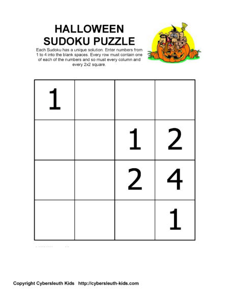 Printable Sudoku  Kids on Sudoku Puzzle