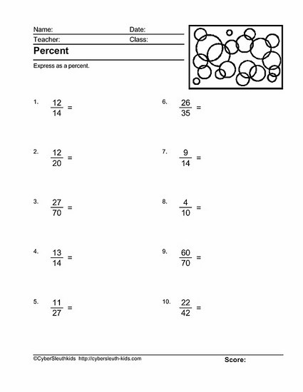 Fractions to Percent Math Worksheets - Free Math Worksheets and ...