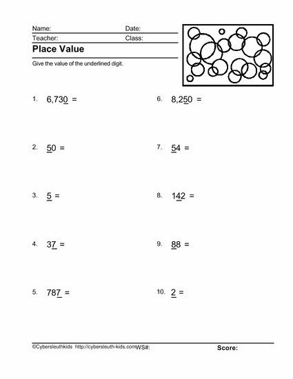 place value  math worksheets